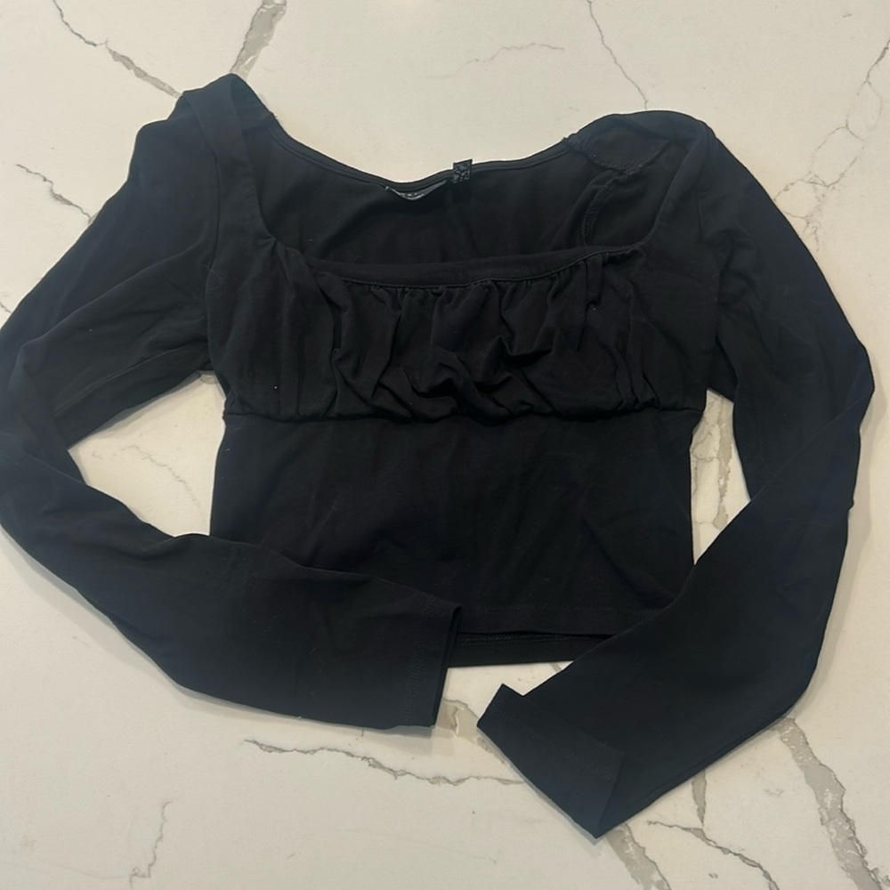 ASOS Black Cropped Long Sleeve Top – Size 4